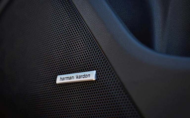 A close-up of one of the Harman Kardon® Premium Audio speakers in a 2022 Impreza.