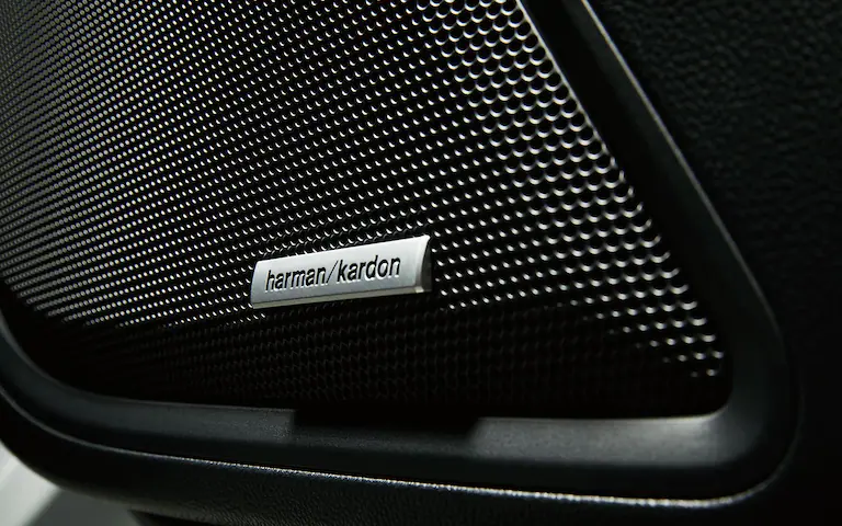 A close-up of one of the speakers in the Harman Kardon premium audio system available on the 2022 Subaru Legacy.